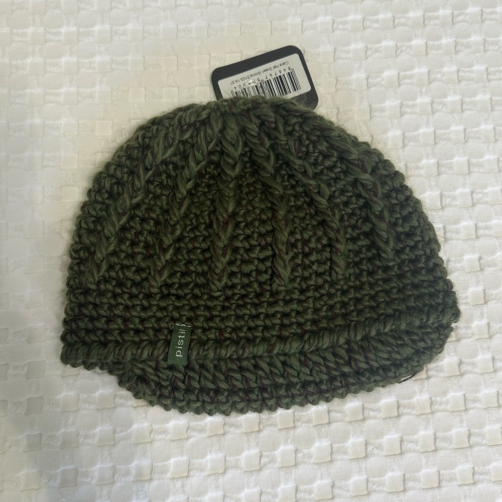 Pistil green hat with burgundy stitching